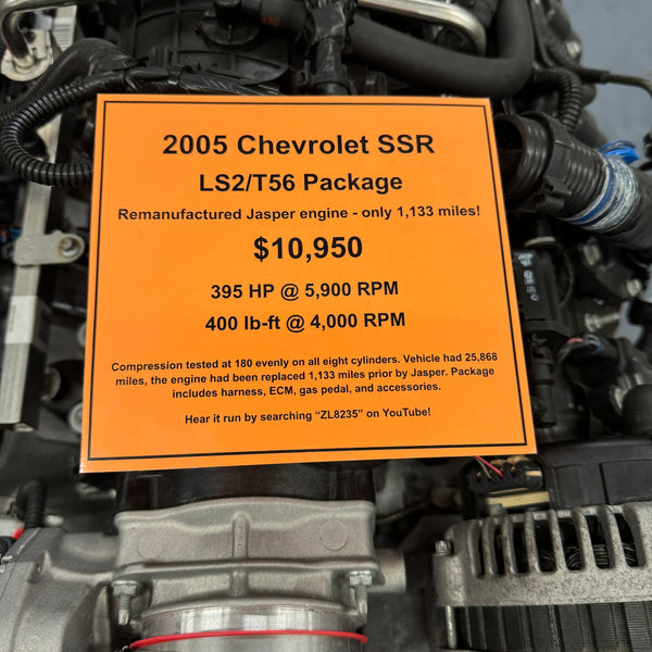 2005 Chevy SSR LS2 Engine / T56 Manual Transmission Swap Package, Stock #ZL8235