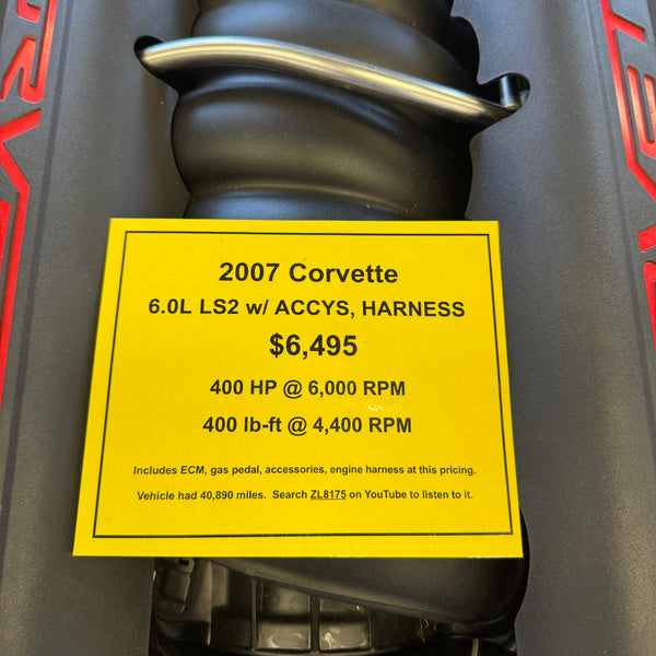 2007 Corvette 6.0L LS2 Engine Package, Stock #ZL8175