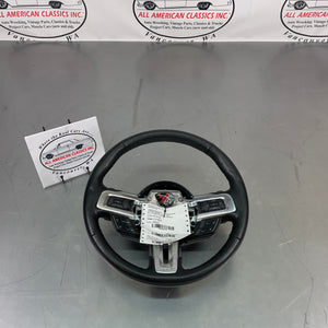 2016 Ford Mustang Black Leather Steering Wheel w/ Buttons - OEM - All American Classics, Inc.